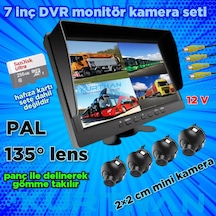4 Adet 2 2 Cm Mini Kamera Ve 7 İnç Dvr Monitör 12 Volt 256 Gb