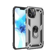 Apple iPhone Uyumlu 12 Pro Max Kılıf Sofya Yüzüklü Silikon Kapak - Gümüş Bzsxx00 1