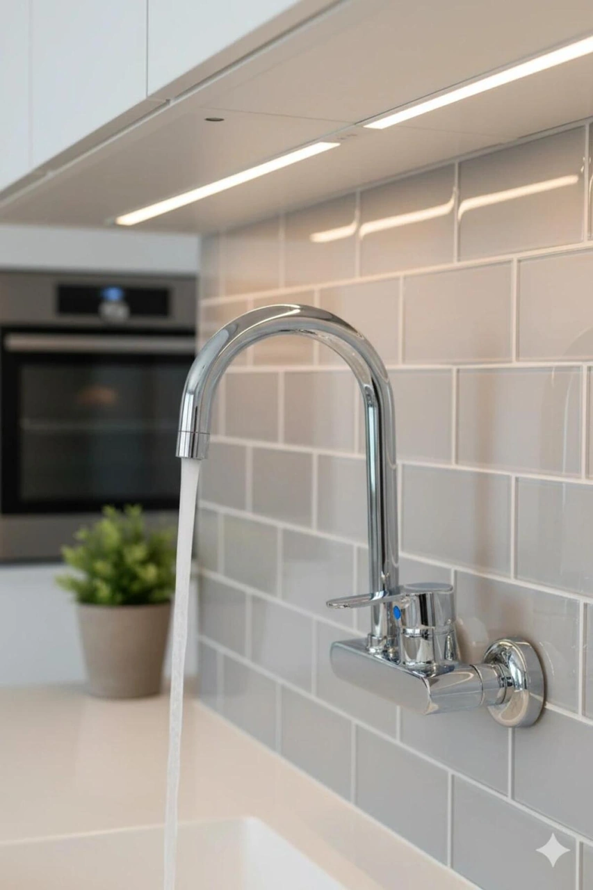 Boheme Mix Üstten Borulu Aplike Duvardan Eviye Bataryası Krom