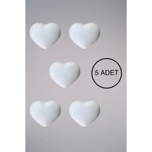 5 Adet Porselen Çocuk Odası Beyaz Kalp Mobilya Kulpu Seramik Çekmece Dolap Düğmesi 55x45 MM Beyaz