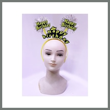 Bezos Happy Birthday Püsküllü Neon Sarı Renk Doğum Günü Tacı 22x19 Cm Mmbz Diğer