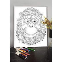 Maymun 40x30cm Çocuklar Için Özel Boyanabilir Tablo Mandala Tablo Kalem Hediyesi Yoktur.