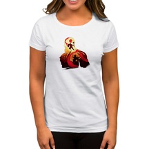 God of War Kratos Siluet Beyaz Kadın Tişört