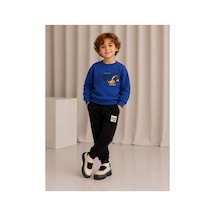 Toikids Erkek Çocuk Baskılı Sweatshırt Eşofman Takımı Mavi