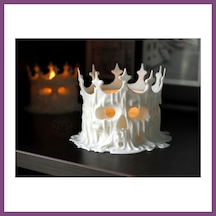 Twin Store 3d Baskı Erimiş Kafatası Tealight Mumluk Taçlı Kuru Kafa Dekoratif Mum Tutucu Bzstwın Çok Renkli