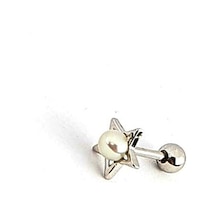 İnci Detaylı 925ayar Gümüş Tragus Helix Kıkırdak Tek Pıercing Gümüş