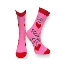 Me-vo Tekli Pembe Renkli Erkek - Kadın Unisex Esnek Nem Alabilen Pamuklu Kalp Desenli Soket Çorap Pembe