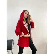 Mois Atelier Kazayağı Detaylı Kırmızı Triko Hırka, Tasarım, Hediye, Büyük Beden, Tesettür Kırmızı