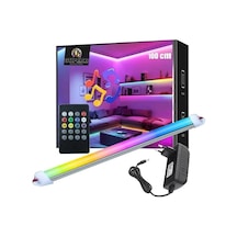 8 Renk Kumandalı Sese Duyarlı Renk Değiştiren Rgb Çubuk Şerit Led Işık Sb-6541 Şeffaf, 100 Cm Diğer