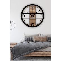 Büyük Sessiz Duvar Saati, Ahşap Modern Duvar Saati, Yeni Ev Hediyesi, Yeni Ofis Hediyesi, 60cm 60 Cm
