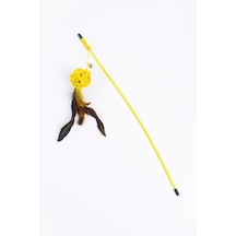 Sarı Toplu Tüylü Kedi Oyun Oltası 46 CM