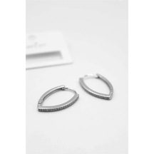 Oval Halka Küpe - Gümüş Renk: Gümüş Diğer
