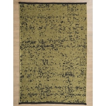 Bohem Tarz Geometrik Desenli Pamuk Taban Yeşil Renk Şönil Kilim