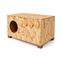 Reyo Büyük Boy Kedi Evi Sokak Hayvanları İçin Kedi Yuvası Ahşap Kedi Kulübesi Yağmura ve Soğuğa Dayanıklı OSB 60 x 40 x 30 CM CAT24