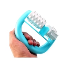 T9142 Plastik Kılavuz İki Tekerlekli Masaj Yuvarlak Sap Masajı Mavi Kırmızı