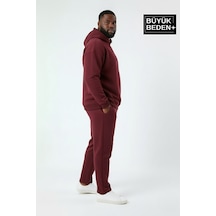 Süperlife Erkek Büyük Beden Kapşonlu İnce Sweatshirt Spr24bsw57 Bordo