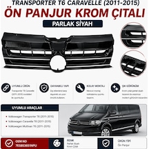 7e5853651npu Volkswagen Transporter T6 Caravelle Ön Panjur Krom Çıtalı Parlak Siyah 2011-2015 Uyumlu