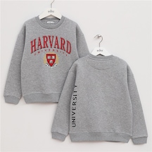 Wanex Erkek Çocuk Şardonlu Uzun Kol Kalın Bisiklet Yaka Sweatshirt - 16213 Gri Melanj