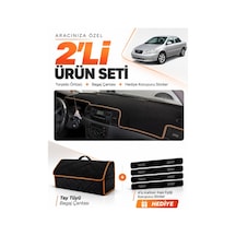 E-biz Toyota Corolla E130 2000-2006 Uyumlu Torpido + Tay Tüyü Çanta - Siyah-kahverengi - To014