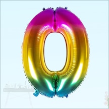 0 Yaş Rakam Folyo Balon. 100 CM - Gökkuşağı