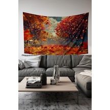 Sonbahar Yaprakları Desenli Duvar Halısı Duvar Örtüsü Tapestry Süet Dokulu Kumaş