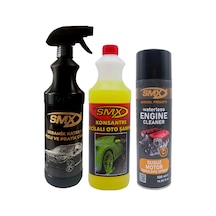 Susuz Motor Temizleme Spreyi + Seramik Katkılı Hızlı Ve Pratik Cila + Konsantre %40 Cilalı Oto Şampuanı Araç Bakım Seti-3