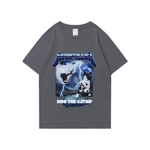Flood Of Style Meowtallica Plde Catnlp Komik Kedi Meme T-shirt Erkek Kadın Moda Pamuk Kısa Kollu T-shirt Yaz Gri