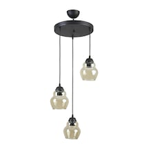 Otto Modern Tasarım Cafe Mutfak Salon Siyah Renk Bal Camlı 3 Lü Avize Diğer