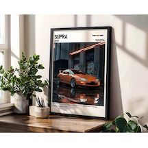 Toyota Supra Mk4 Ahşap Çerçeveli Poster Tablo Jdm Ikonik Spor Araba