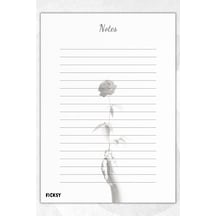 A5 Çizgili Çiçek Bloknot Çizgili Defter - 50 Yaprak - Notepad - Not Defteri - Not Kağıdı Beyaz Beyaz
