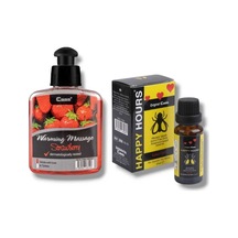 Caas Çilek Aromalı Isıtıcılı Cinsel Masaj Yağı 100 Ml + Happy Kadınlara Özel Damla