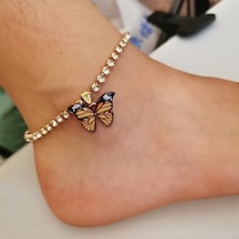 Novahub Altın & Sarı Kelebek Zincir Plaj Halhal Bilezik Charm Kadın Ayak Bileği Çizmeler Takı Altın Altın