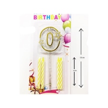 Mika Şeffaf 0 Rakam Gold Mum Set