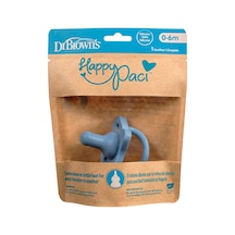 Happypaci Silikon Emzik 0-6m, Mavi, Tekli Paket Açık Bej