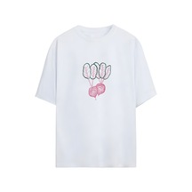 Noıssey Turp/kalp Tasarımlı Unisex Oversize T-shirt Beyaz