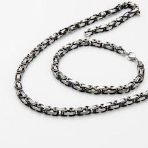 Çelik Zincir Kolye Bileklik Set Erkek Takı Aksesuar K24 T5 Çelik