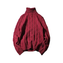 Tcherchi Yumuşak Balıkçı Yaka Bordo Erkek Kazak, Sıcak Örme Sweater Kırmızı Tcherchi Yumuşak Balıkçı Yaka Bordo Erkek Kazak, Sıcak Örme Sweater Kırmızı