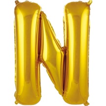 N Harfi 40 İnc Gold Renk Folyo Balon 100 Cm