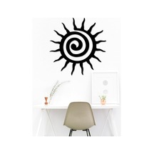 Spiral Güneş Doğal Ahşap Kaplama Siyah Duvar Dekoru, Geometrik Spiritüel Zen Duvar Sanatı, 30 Cm Çap Diğer
