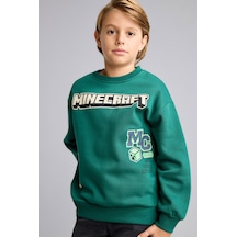 Defacto Minecraft Bisiklet Yaka İçi Yumuşak Tüylü Kalın Sweatshirt Erkek Çocuk I3062a826wngn651 Yeşil-gn651