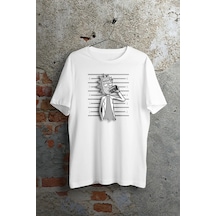 Startmore Rick And Morty Baskılı Oversize Beyaz Garalio T-shirt