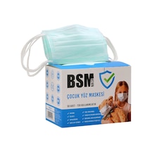 Bsm Yassı Lastikli Cerrahi Çocuk Maskesi 50 Adet
