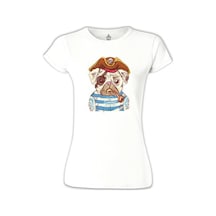 Köpek - Korsan Beyaz Kadın Tshirt 001