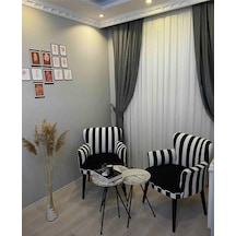 Azra Mobilya Çay Seti Koltuk Berjer Set - Cafe - Balkon - Bahçe - Ofis Mobilyası Siyah-beyaz