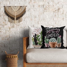 Kaktüs Desenli Dekoratif 2'li Minder Kılıfı Seti 60 x 60 cm