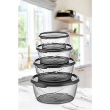 4 Parça Platin Serisi Yuvarlak Sweet Şeffaf Saklama Kabı Seti Dol Çok Renkli