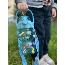 Smile Ayıcık Model Su Matarası Su Şişesi Suluk 1000ml Bpa Içermez Suluk 3d Sticker Hediye Mavi Plast Diğer