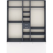 Arges Dolap 10 Raflı 2 Çekmeceli 3 Askılı 220x30x243 Antrasit-antrasit/antrasit Antrasıt/antrasıt