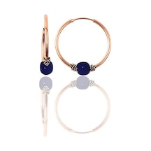 Gümüş Rose 12 Mm Mini Çivit Mavisi Halka Küpe