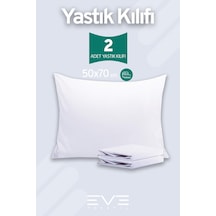 2 Adet Ranforce Düz Pamuk Antibakteriyel Yıkanabilir Lüks Yastık Kılıfı 50x70cm Beyaz